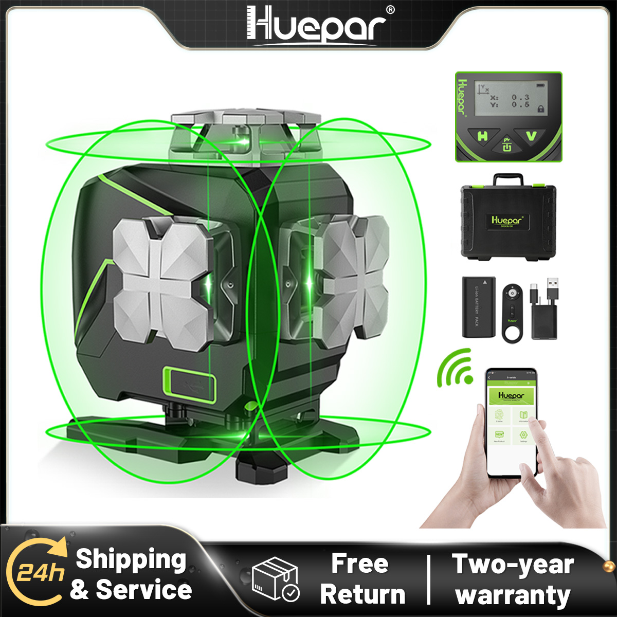 Laser Level 16 Lines 4D Green - Huepar S04CG-A 16 Linii 4D Laser