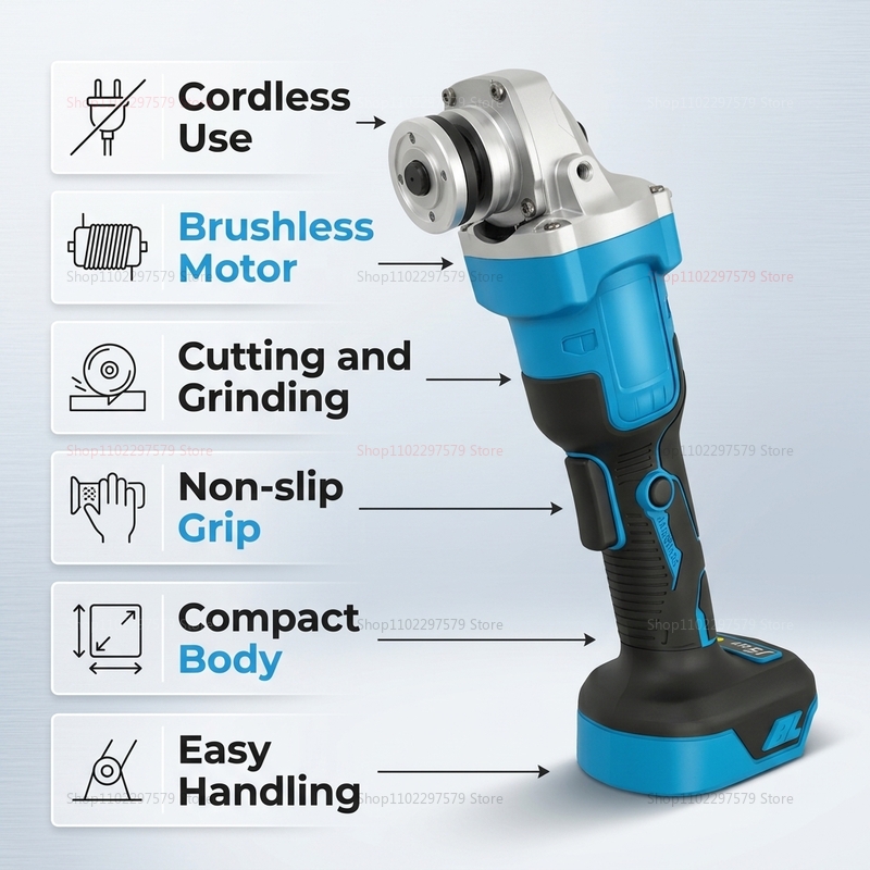 Brushless Angle Grinder Battery Powered - Bezprzewodowa szlifierka kątowa bezszczotkowa 18V, przenośna