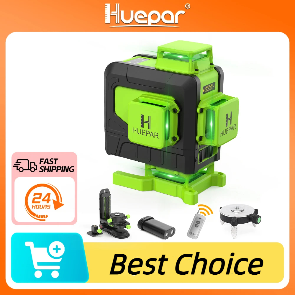 Laser Level 16 Lines 4D Green - Huepar 16-liniowa poziomica laserowa 4D Zielona