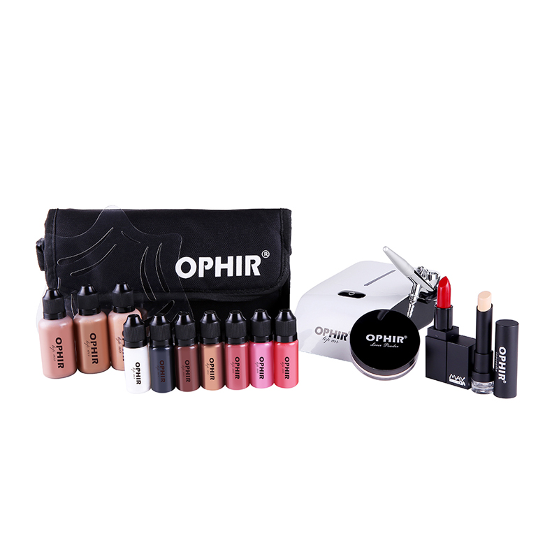 Airbrush Kit With Mini Compressor - OPHIR Pro zestaw do makijażu 0.3mm