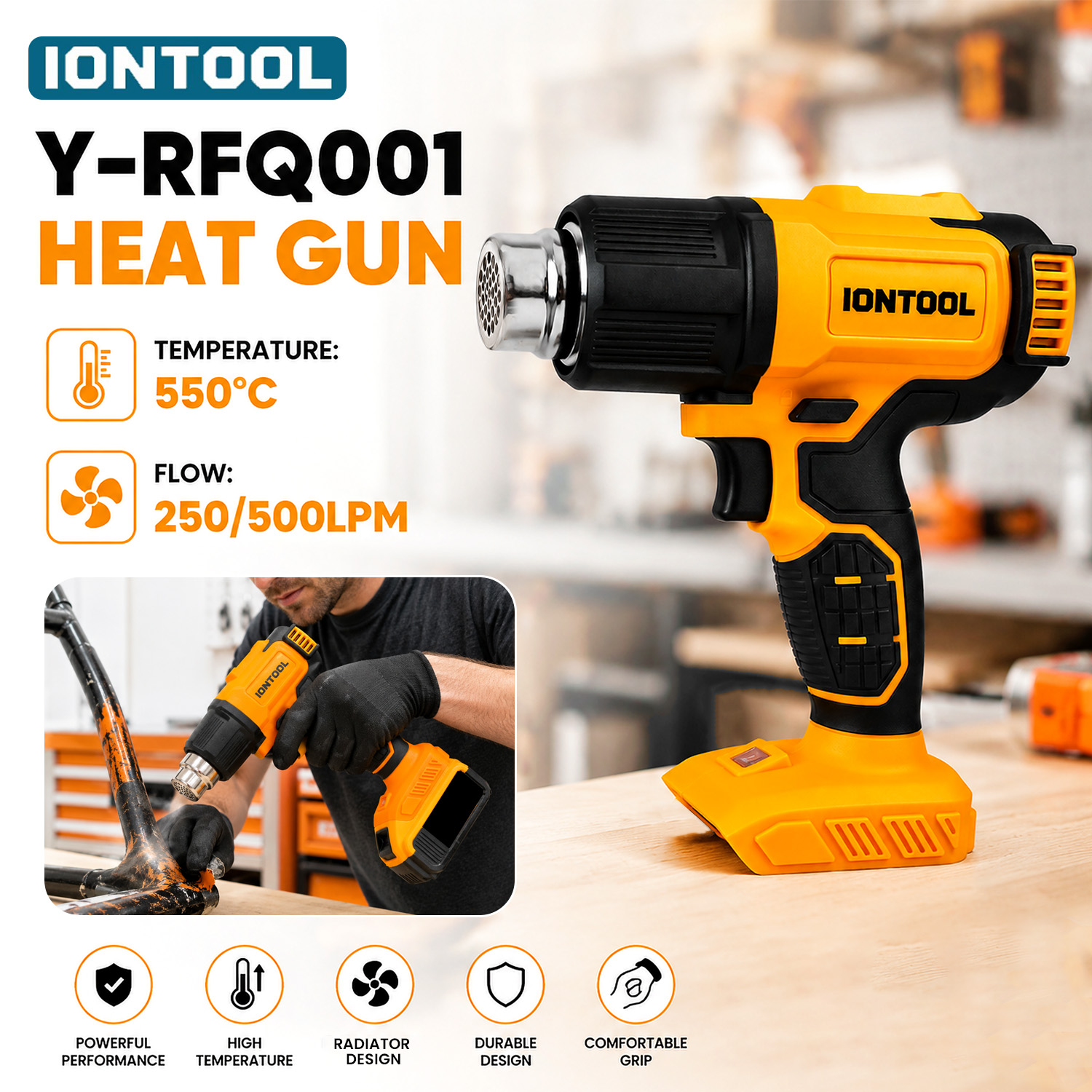 Cordless Heat Gun For Shrink Tubing - Bezprzewodowa opalarka IONTOOL 550 ℃ 250/500LPM