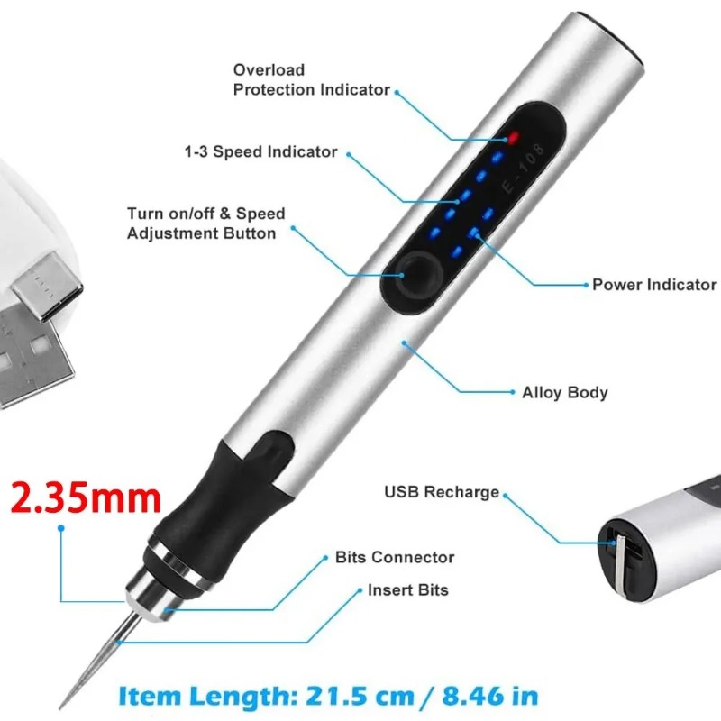 Elektryczny długopis do grawer – Cordless Rotary Tool Kit Accessories recenzja i cena