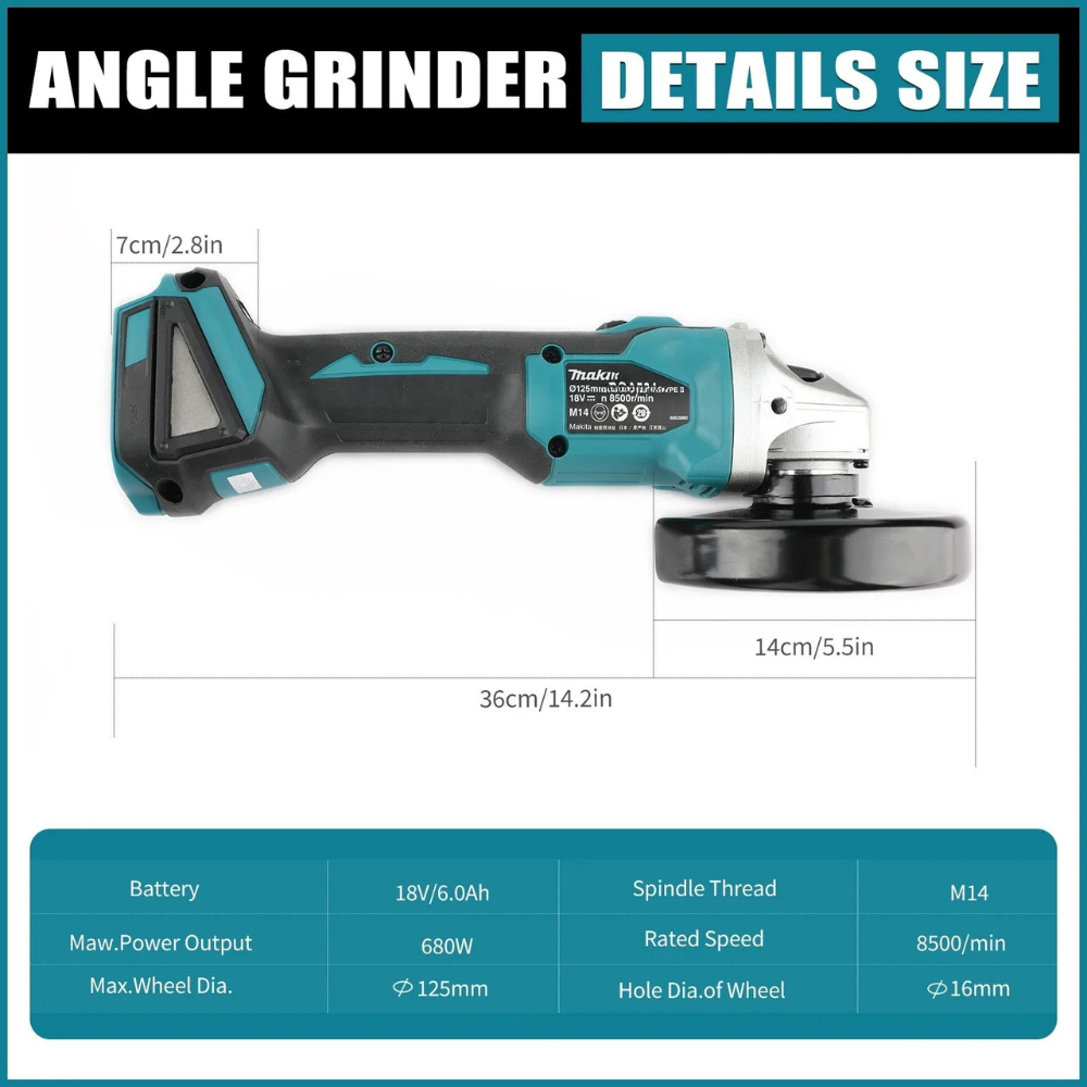 Makita DGA404 125mm/100mm Bezs – Brushless Angle Grinder Battery Powered recenzja i cena